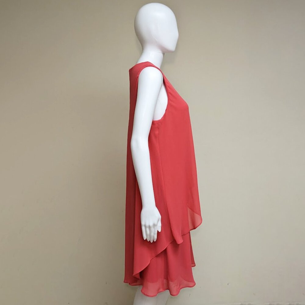 LAUREN RALPH LAUREN Chiffon Trapeze Tiered Midi Starfruit Dress NWT - Picture 3 of 5